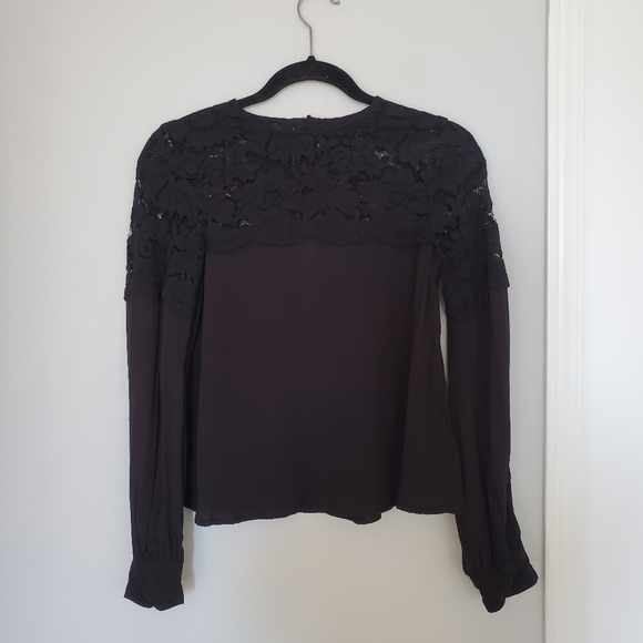 LACE BUTTON LONG SLEEVE BLOUSE - Picture 2 of 2
